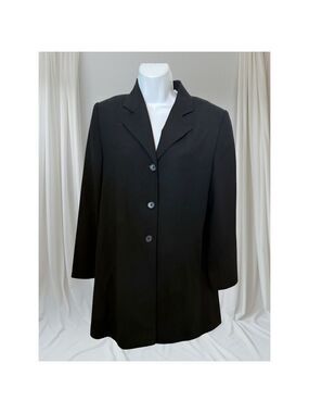 Valerie Stevens Pure Wool Black Long Blazer Coat– Women’s Size 4